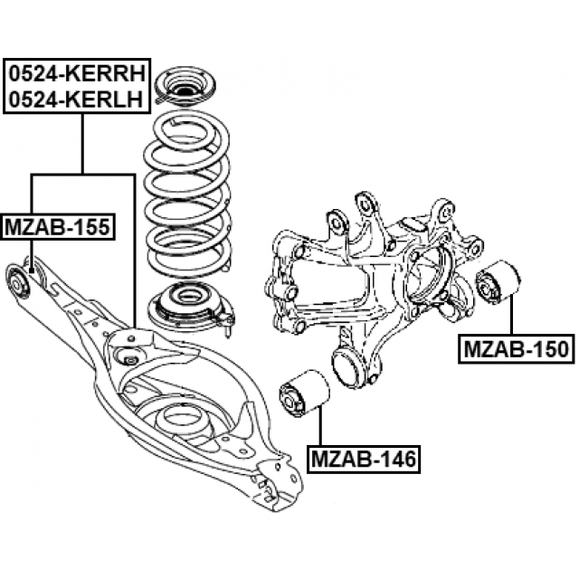 Right Rear RR Suspension Spring Pan Control Arms Fits Mazda CX-5 KE,GH,KF,KE