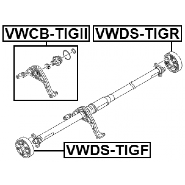 VW Tiguan Q3 Tarraco Kodiaq Centre Propshaft Bearing Repair Kit Febest